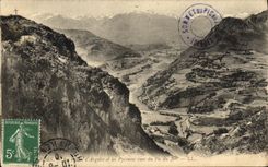 CPA Lourdes La vallee d Argeles et les Pyrenees vues du Pic de Jer