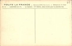 CPA Lourdes Le Calvaire 3eme Station Jesus Tombe Pour la premiere fois