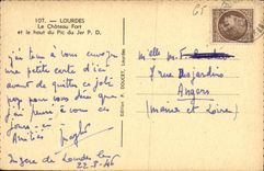 CPA Lourdes Le Chateau Fort et le Haut du Pic Jer