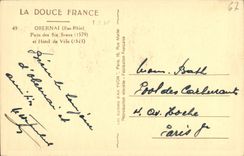 VINTAGE POSTCARD Obernai Well of the Six Buckets and town hall