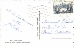 MODERN CARD Collioure the Fishing port Castle of Templiers