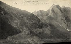VINTAGE POSTCARD Bareoes Road of Tourmalet Peaks D Espade and Campanat