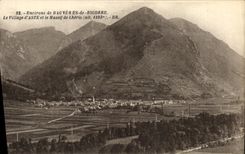 VINTAGE POSTCARD Surroundings of Bagneres de Bigorre the Village D Aste and Solid mass of Lheris