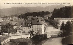 VINTAGE POSTCARD Bagneres de Bigorre Seen from of the Casino on the Place of the Thermal baths T Solid mass of Lheris