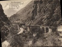 VINTAGE POSTCARD Cauterets Pierrefitte Road the Bridge of Meyaba Peguere