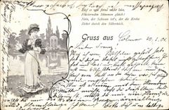 Cisne de la mujer de Colmar del aus de Gruss de la POSTAL de la VENDIMIA