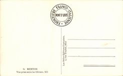 CPA Menton Vue prise entre le Oliviers 