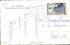 CPM Menton Vue generale prise du Cap Martin