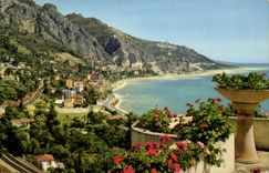 CPA Les Sites Merveilleux de la Cote d Azur Of Menton Vue prise de Garavan la frontiere et l ltalie