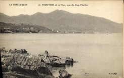 CPA Menton et la Mer vue du Cap Martin