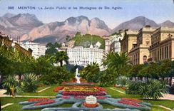 CPA Menton Le Jardin Public et les Montagnes de Ste Agnes