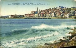 CPA Menton La Vieille Ville vue de Garavan