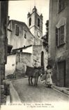 VINTAGE POSTCARD Cagnes Assembled of the Castle and L Church Saint Pierre Ass Mule