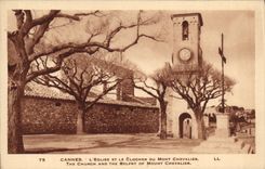 VINTAGE POSTCARD Cannes L Church and the Bell tower of the Mount Knight