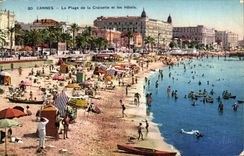 VINTAGE POSTCARD Cannes the Beach of the Small cross and Hotels
