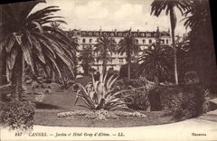 VINTAGE POSTCARD Cannes Garden and Hotel Gray D Albion