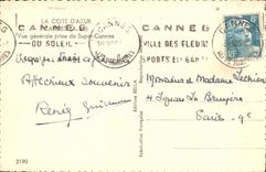 VINTAGE POSTCARD the Dimension D Cannes Azure View taken of Super Cannes