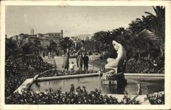 VINTAGE POSTCARD Cannes the Small cross New Gardens the Bouraine Fountain