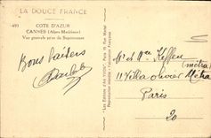 VINTAGE POSTCARD Cannes View Taken of Supercannes