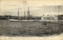 VINTAGE POSTCARD Cannes the Port and the Casino Boat