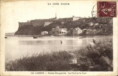 VINTAGE POSTCARD Cannes Sainte Marguerite the Fort and the Port
