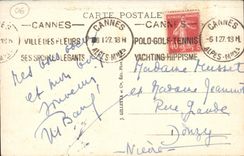 VINTAGE POSTCARD Cannes Seen from Entered Palm trees