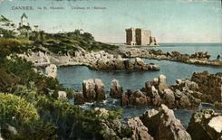 VINTAGE POSTCARD Cannes Island St Honorat Castle and L Abbey