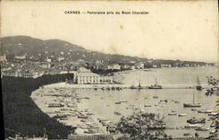 VINTAGE POSTCARD Cannes Panorama Taken of the Mount Knight Boats