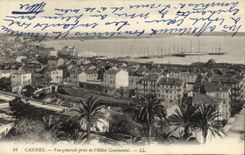 VINTAGE POSTCARD Cannes View Taken of L Continental Hotel
