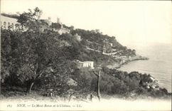 POSTAL de la VENDIMIA Niza el montaje del boro y el castillo