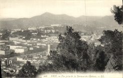 POSTAL de la VENDIMIA Niza vista de la terraza del castillo