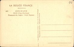 VINTAGE POSTCARD Nice Walk of the English Negresco Hotel