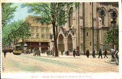 VINTAGE POSTCARD Nice Notre Dame Church and Avenue of the Station