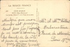 VINTAGE POSTCARD Nice the Gardens Albert and the Palate of the Pier