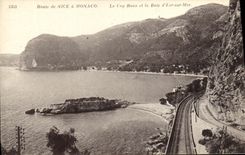 VINTAGE POSTCARD Road of Nice Monaco the Russet red Cape and the Bay D Eze on Sea