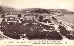CPA Nice Vue d ensemble du Jardin du Roi Albert 1er et le Quai des Etats Unis
