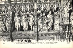 CPA Cathedrale de Chartres Pourtour du Choeur XVl e siecle Jesus et les disciples d Emmaus Jesus et Saint Thomas