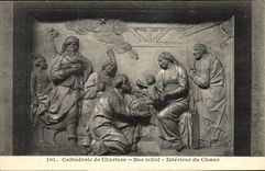 CPA Chartres Cathedrale de Bas Relief Interieur du choeur