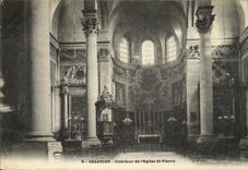 VINTAGE POSTCARD Interior Besancon of L Church St Pierre