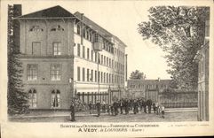 La salida Ouveriers de la POSTAL de la VENDIMIA de la fabrica de correas tiene Vedy tiene Louviers