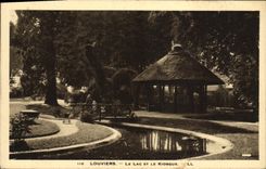 POSTAL Louviers de la VENDIMIA el lago y el quiosco