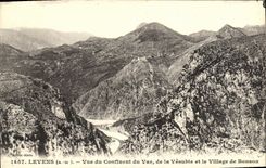 CPA Levens Vue du Confiuent du Var de la VEsubie et le village de Bonson 