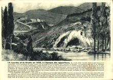 CPA Lourdes et la Grotte en 1858 a l epoque des apparitions