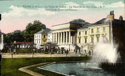 VINTAGE POSTCARD Tours Law courts the Place and the Jets D water Tram