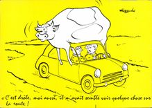 CPM Vache Automobile 
