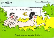CPM Club Naturiste Les peches capitaux La colere
