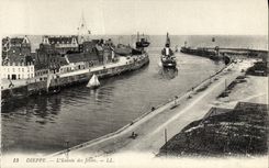 POSTAL Dieppe L de la VENDIMIA entrado del barco de los embarcaderos