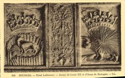 Armas de Lallemant del hotel de Bourges de la POSTAL de la VENDIMIA de Louis Xll y D Anne de Bretana