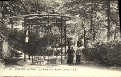 POSTAL Chatel Guyon de la VENDIMIA el parque y la fuente de Louise