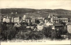 POSTAL Chatel Guyon de la VENDIMIA visto en el parque y los hoteles